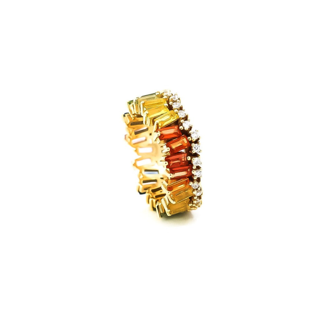 Anillo oro amarillo 18kt con diamantes y zafiros