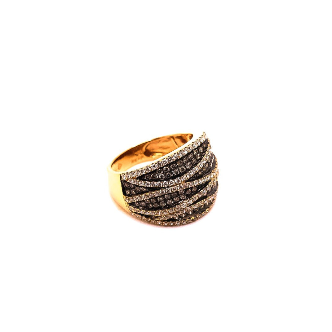 Anillo ancho oro amarillo 18kt con diamantes