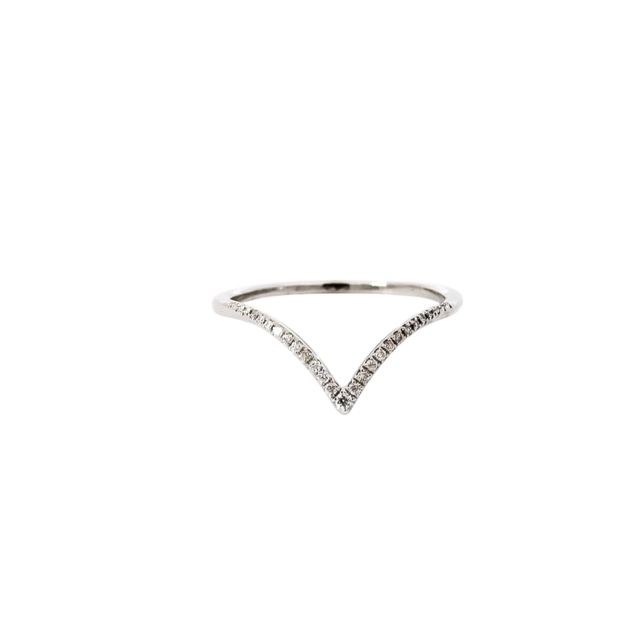 Anillo oro blanco 18kt diseño lineal con diamantes