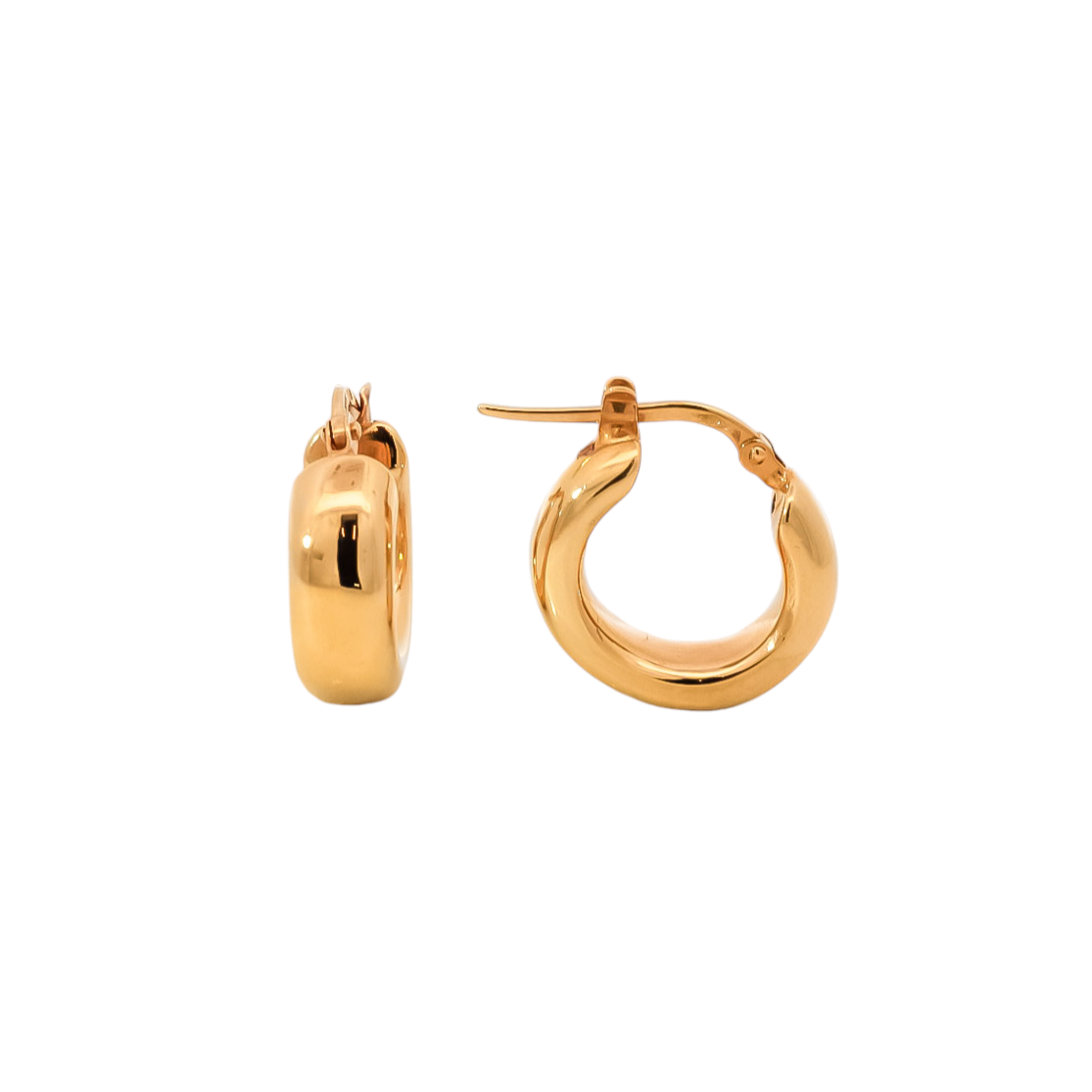 Aretes tipo argollas anchas  en oro amarillo 18kt