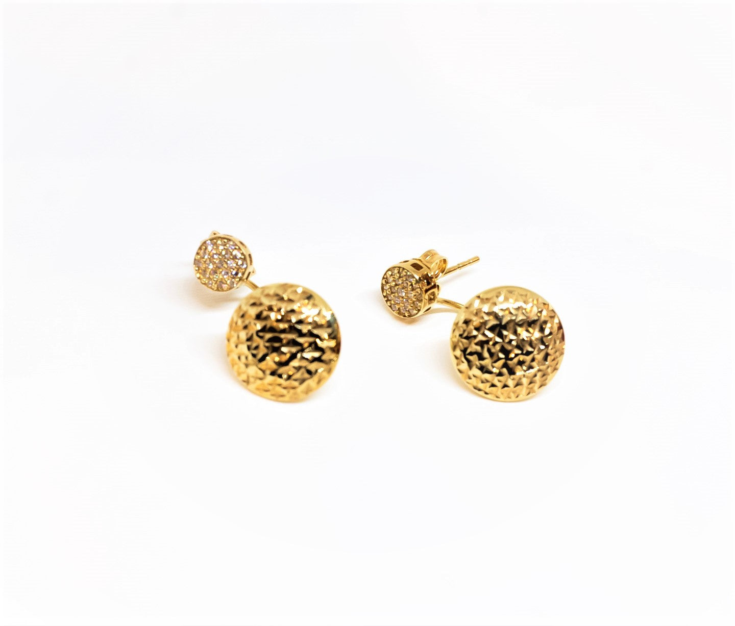 Aretes en oro amarillo 18k y circones – Maryline Pataro Jewelry